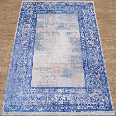 Турецкий прямой синий ковер art deco 3035a